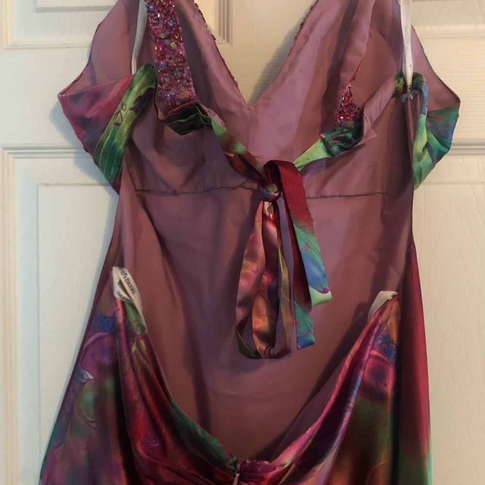 David's Bridal Multi Color Backless Formal Dress - image 4